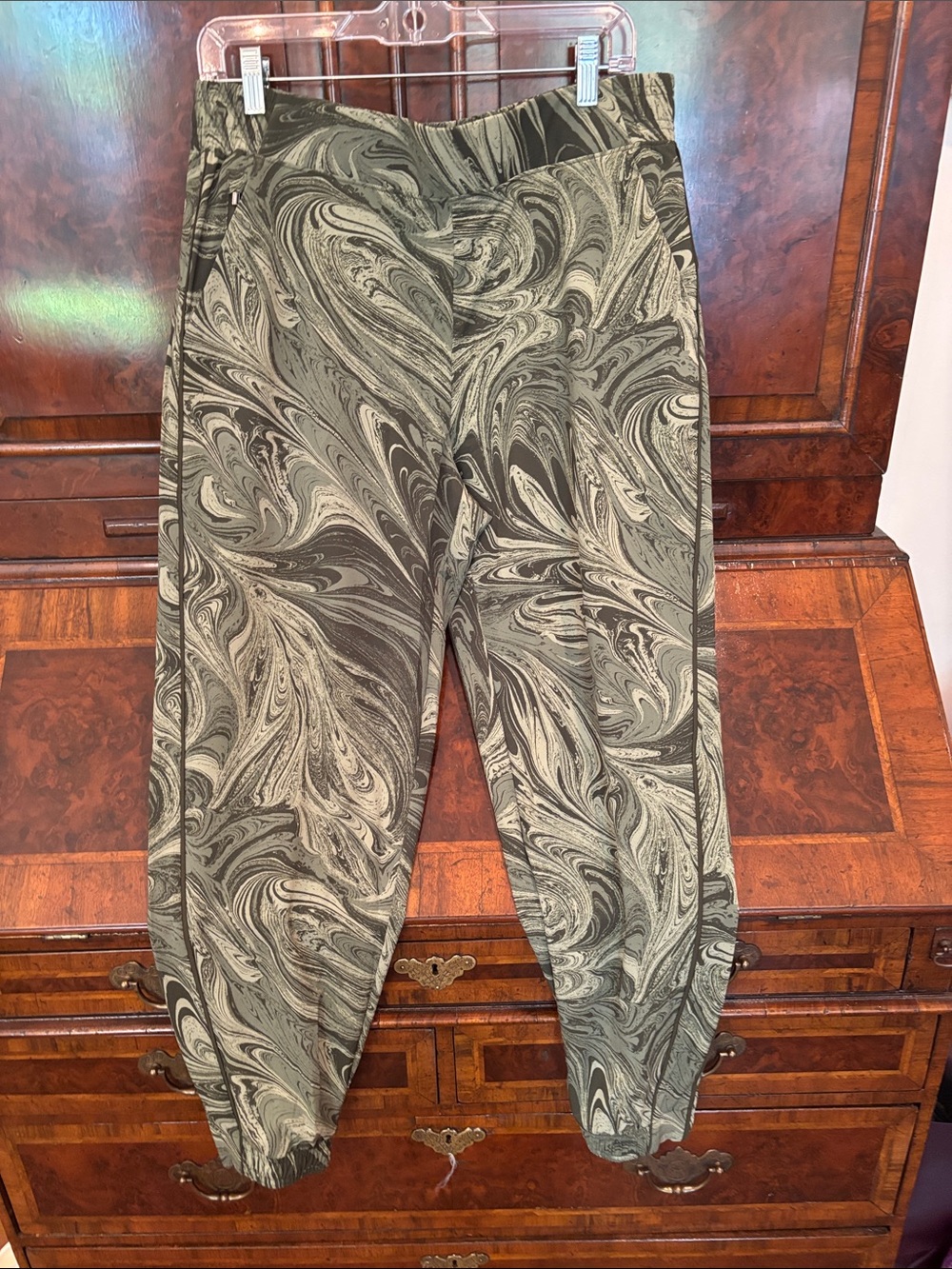 Athleta Olive and Black Swirl Print Joggers